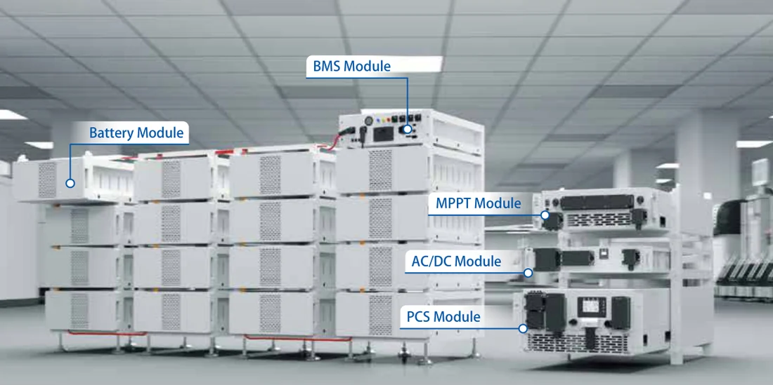 Модульная C&I ESS система Deye: модули Battery, BMS, MPPT, AC/DC и PCS