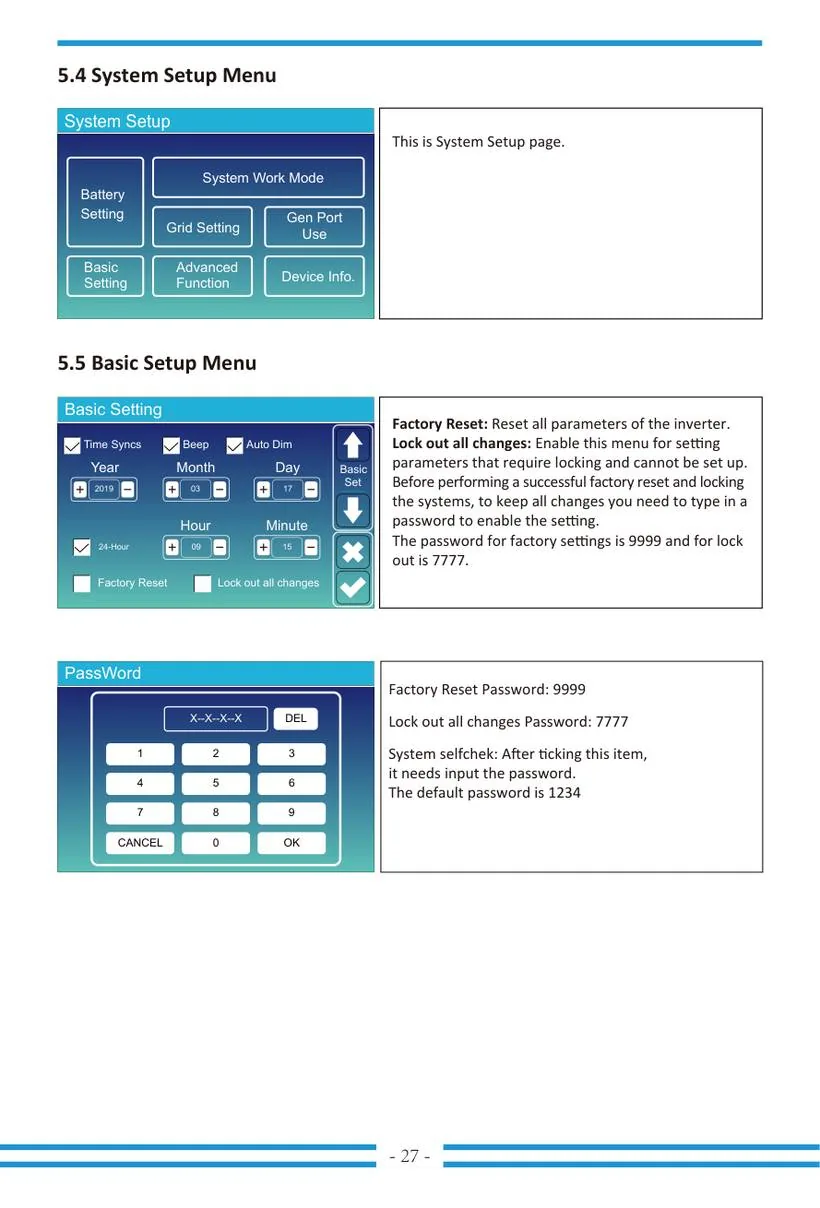 System Setup и Basic Setup
