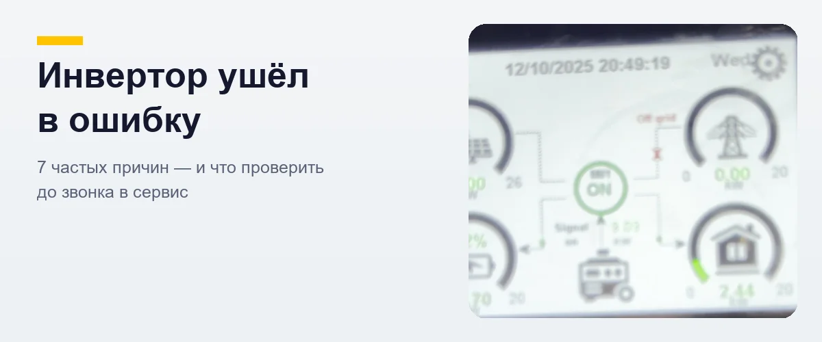 Экран гибридного инвертора Deye — диагностика ошибок солнечной станции