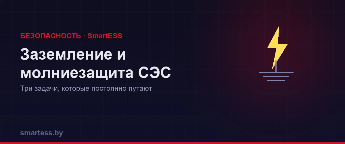 Заземление и молниезащита солнечной электростанции — контур заземления и молния над панелями