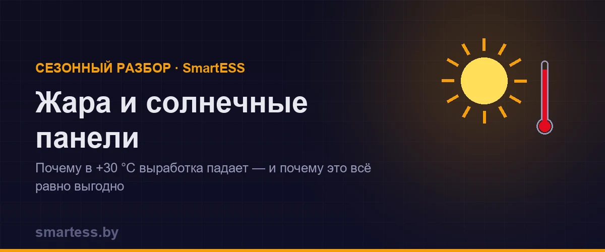 Солнечные панели на крыше в жаркий летний день, раскалённое небо